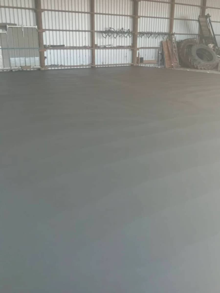 Power-floated concrete floor in a rural shed near Gisborne